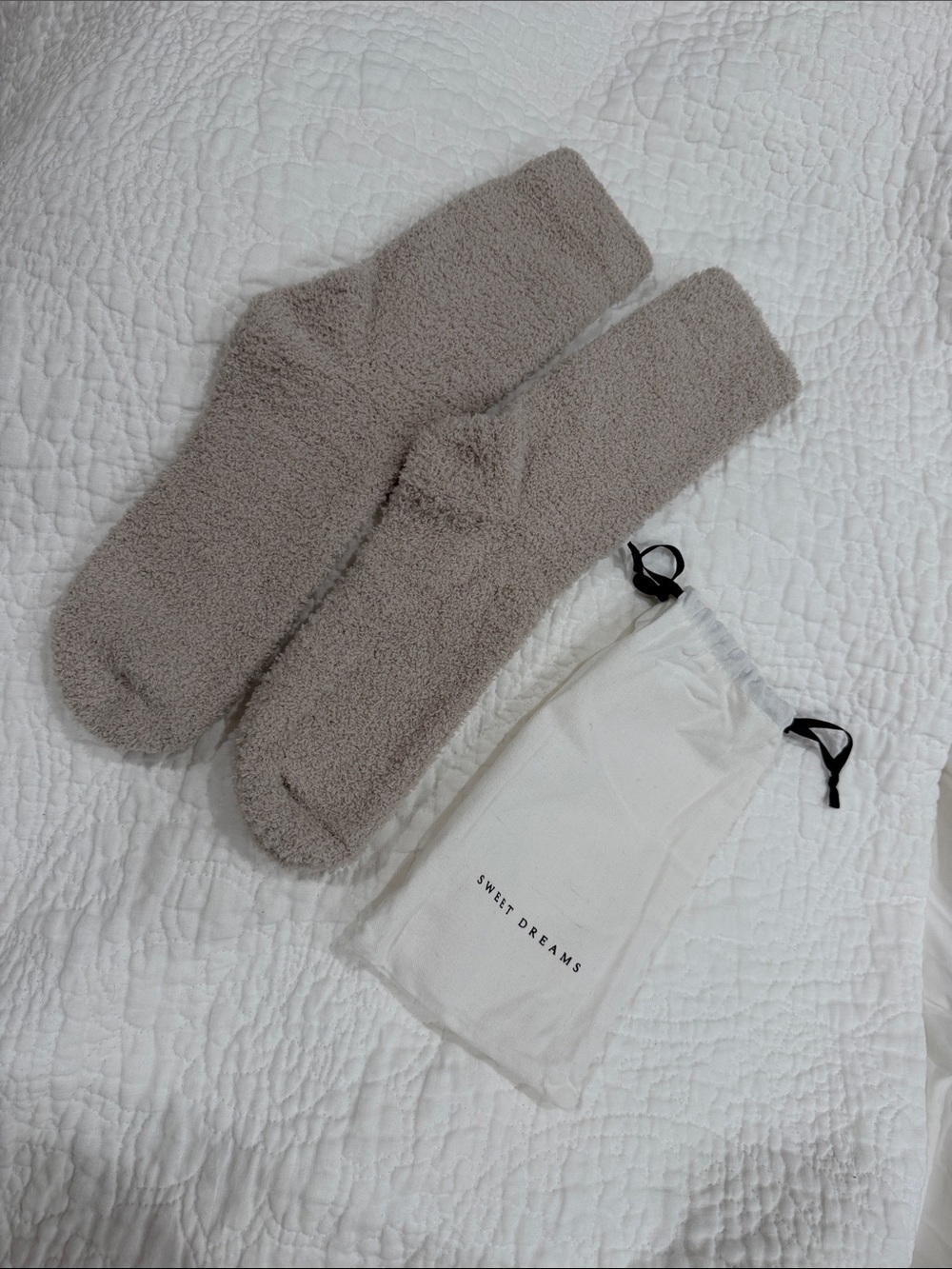 Sweet Dreams women’s Plush Taupe Socks with Branded Pouch